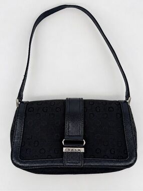 Y2K GUESS Black Monogram Baguette Shoulder Bag Office Siren